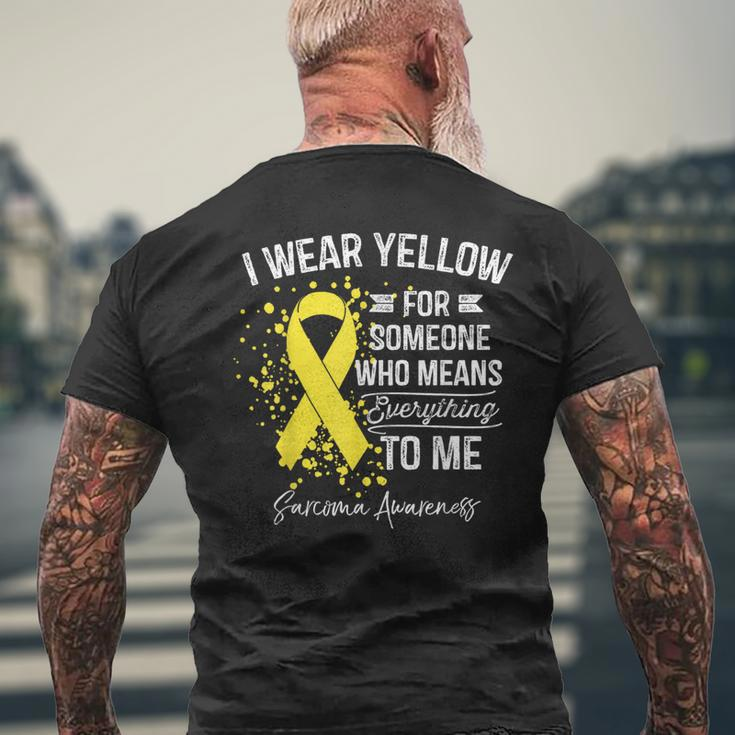 I Wear Yellow Sarcoma Cancer Yellow Ribbon Awareness Mens Back Print T-shirt Gifts for Old Men
