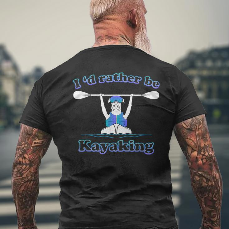 Id Rather Be Kayaking With Dog Funny Dog Kayak Graphic Men's Crewneck Short Sleeve Back Print T-shirt Gifts for Old Men
