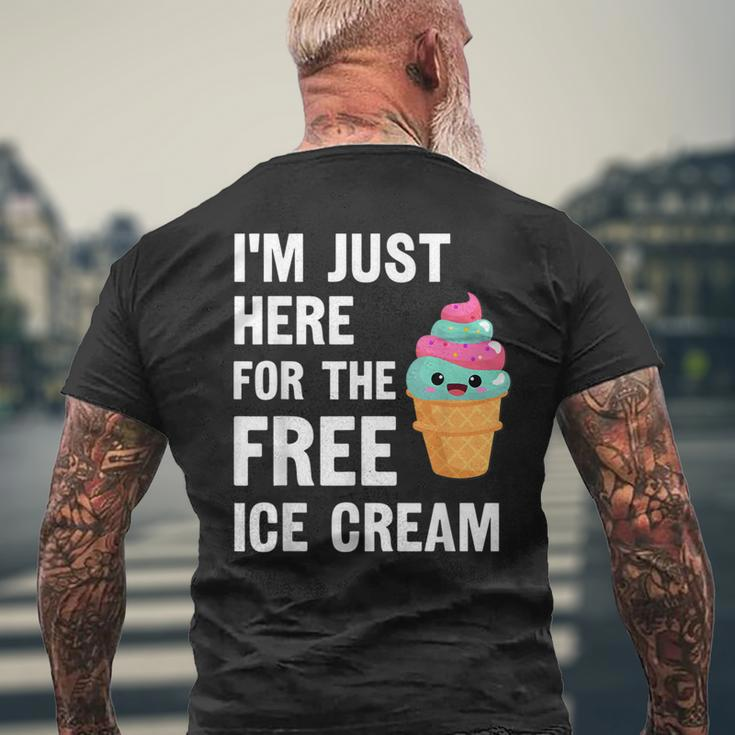 I'm Just Here For The Free Ice Cream Cruise 2023 Men's T-shirt Back Print Gifts for Old Men