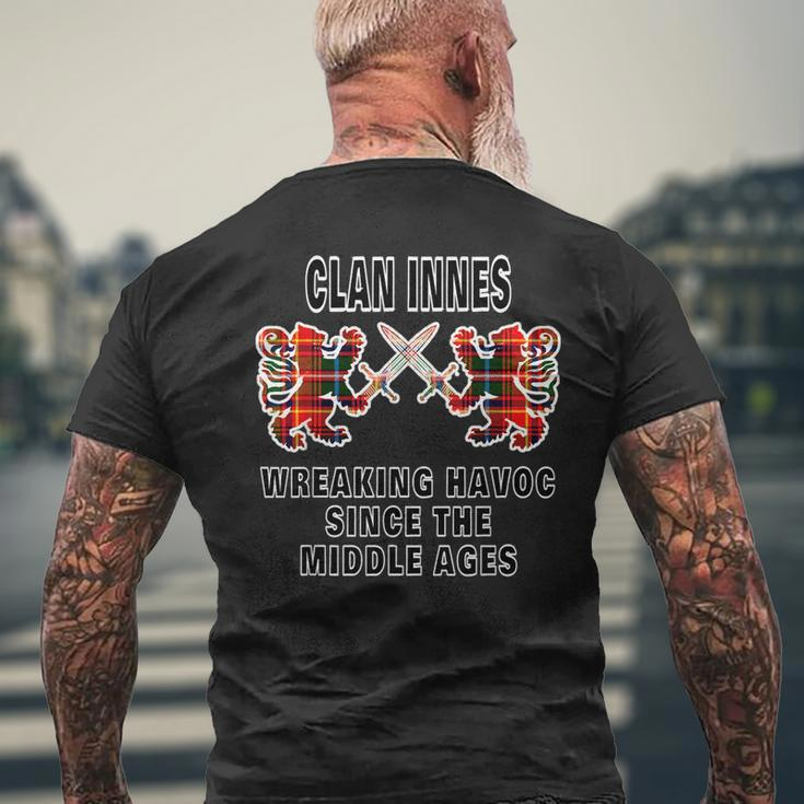 Innes Scottish Tartan Scotland Family Clan Name Mens Back Print T-shirt Gifts for Old Men