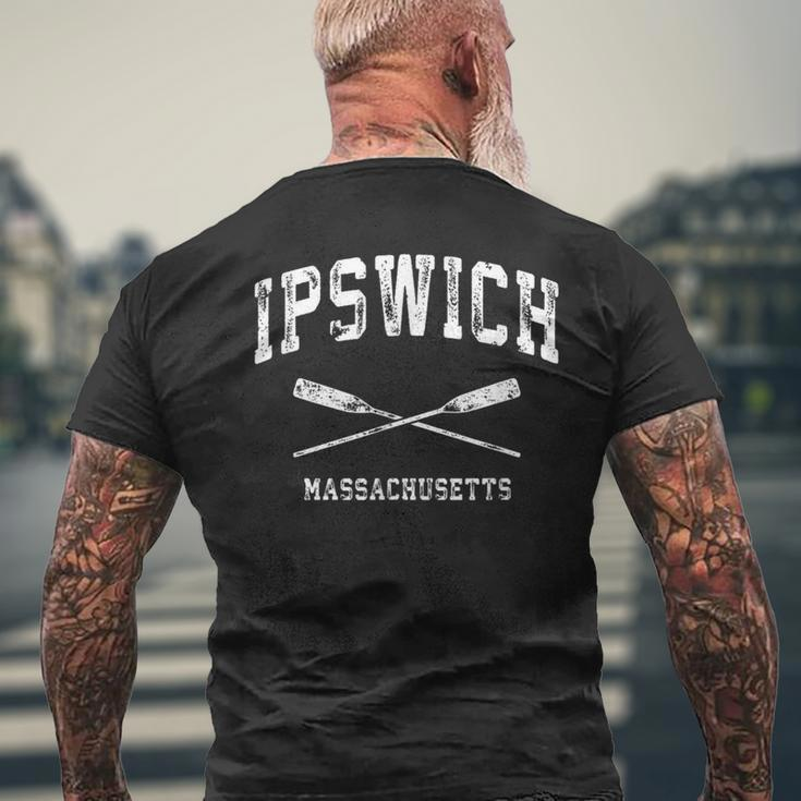 Ipswich Massachusetts Vintage Nautical Crossed Oars Men's T-shirt Back Print Gifts for Old Men