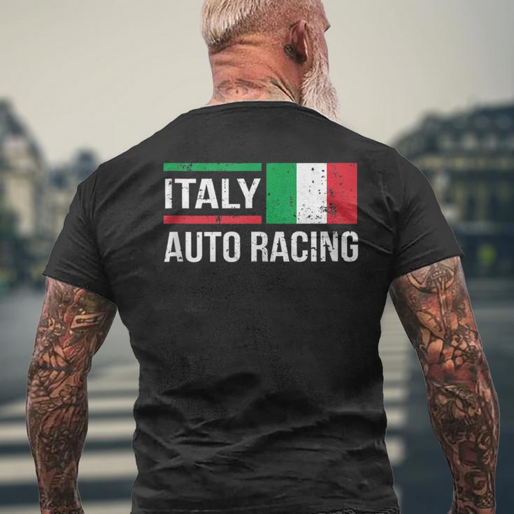 Italy Italian Flag Formula Car Auto Racing Race Fan Mens Back Print T-shirt Gifts for Old Men