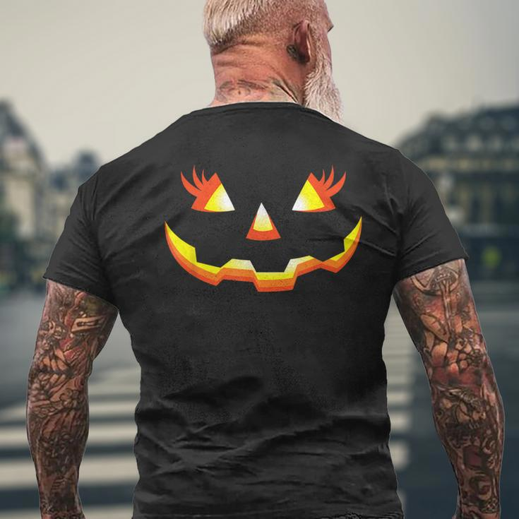 Jack O Lantern Face Pumpkin Eyelashes Halloween Costume Men's T-shirt Back Print Gifts for Old Men