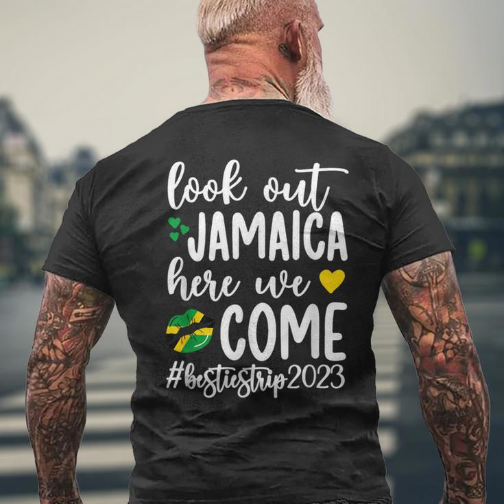 Jamaica Here We Come Besties Trip 2023 Best Friend Vacation Men's T-shirt Back Print Gifts for Old Men
