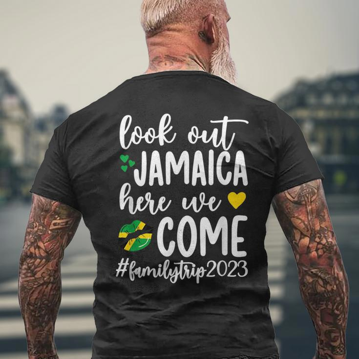 Jamaica Here We Come Family Trip 2023 Vacation Jamaica Mens Back Print T-shirt Gifts for Old Men