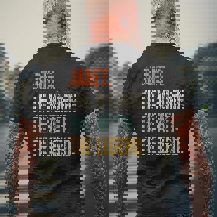 Janet The Best Woman Myth Legend Best Name Janet Men's Back Print T-shirt Gifts for Old Men