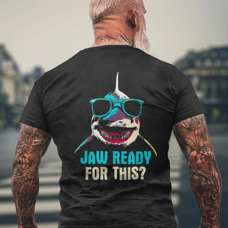 Jaw Ready For This Week - Funny Friday Shark Vacation Summer Mens Back Print T-shirt Gifts for Old Men