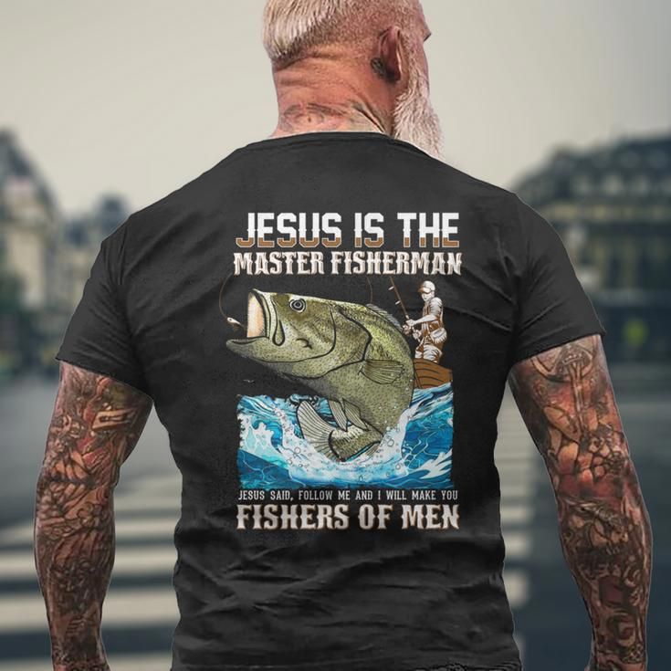 Jesus Fisher Of Bible Verse Fishing Dad Grandpa Men's T-shirt Back Print Gifts for Old Men