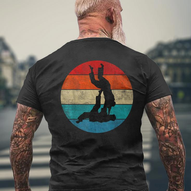 Jiu Jitsu Player Silhouette Vintage Retro Sunset Men's T-shirt Back Print Gifts for Old Men