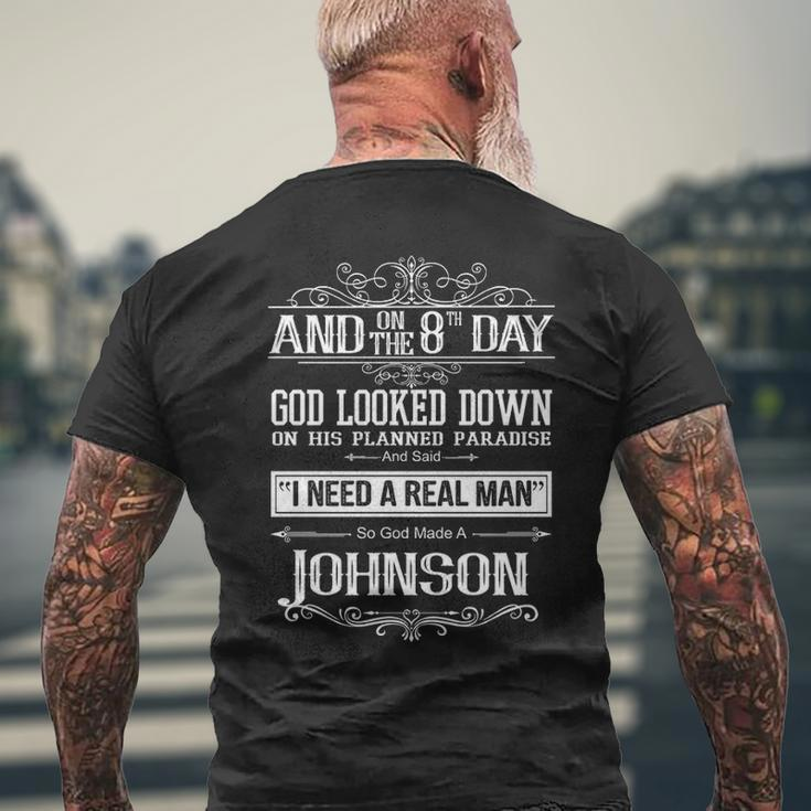 Johnson Name Gift So God Made A Johnson Mens Back Print T-shirt Gifts for Old Men