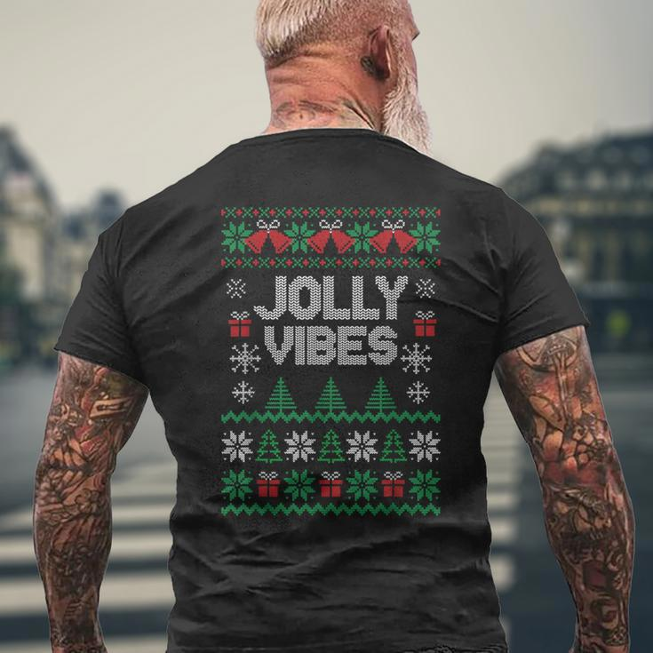 Jolly Vibes Ugly Sweater Jolly Christmas Happy Holidays Men's T-shirt Back Print Gifts for Old Men