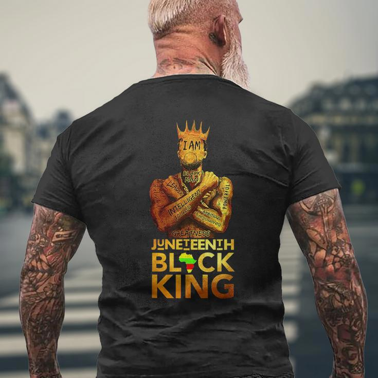 Junenth Black King Melanin Dad Fathers Day Black Afro Mens Back Print T-shirt Gifts for Old Men