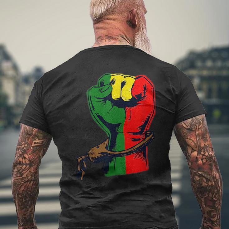 Junenth Fist Black African American Freedom Since 1865 Mens Back Print T-shirt Gifts for Old Men