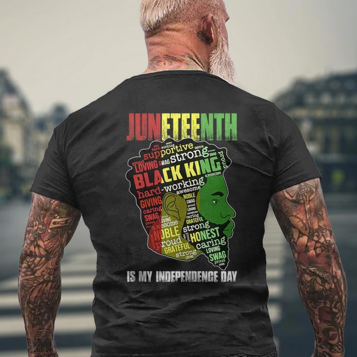 Junenth Is My Independence Day Black King Fathers Day Men Mens Back Print T-shirt Gifts for Old Men