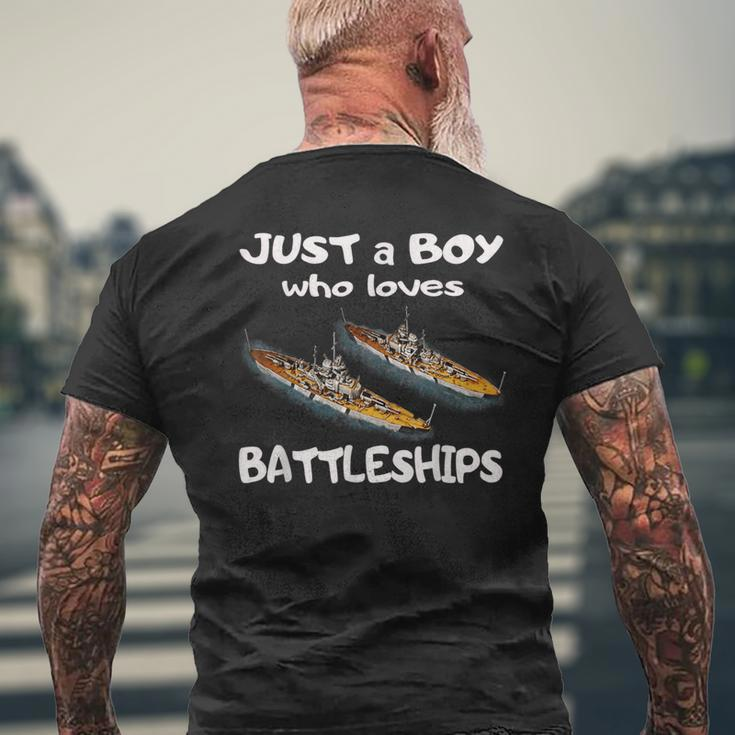 Just A Boy Who Loves Battleships & Bismarck German Ship Ww2 Men's T-shirt Back Print Gifts for Old Men