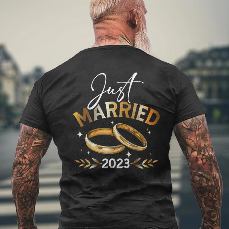 Just Married 2023 Happy Wedding Matching Wedding For Couple Men's T-shirt Back Print Gifts for Old Men