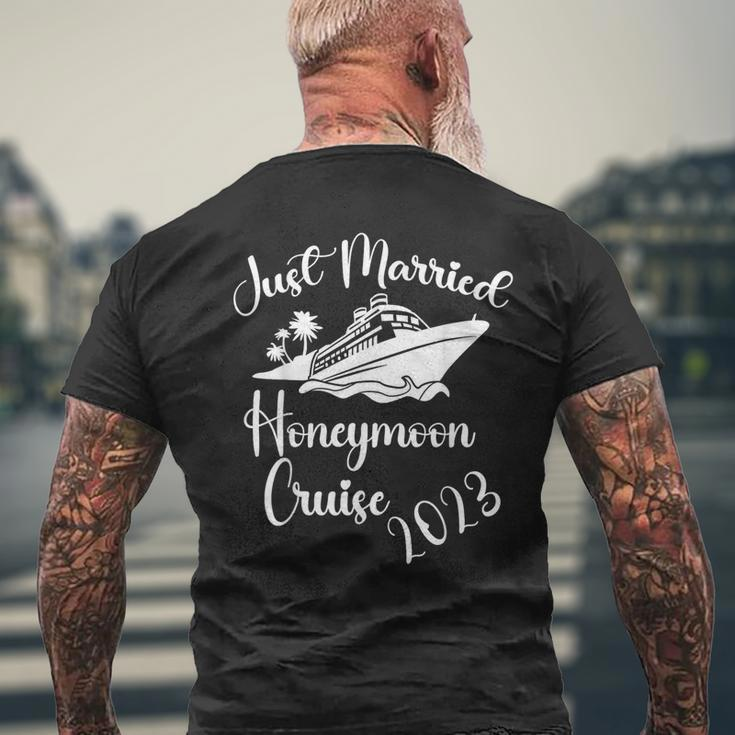 Just Married 2023 Wedding Ring Matching Honeymoon Cruise Men's T-shirt Back Print Gifts for Old Men