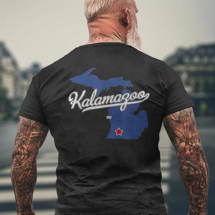 Kalamazoo Michigan Mi Map Mens Back Print T-shirt Gifts for Old Men