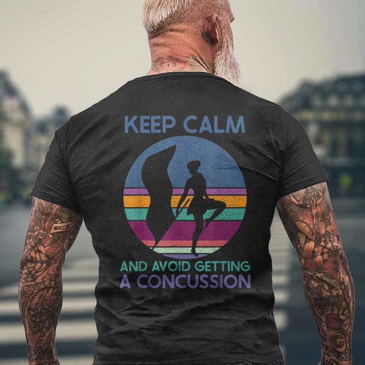 Keep Calm And Avoid Getting A Concussion Retro Color Guard Men's T-shirt Back Print Gifts for Old Men