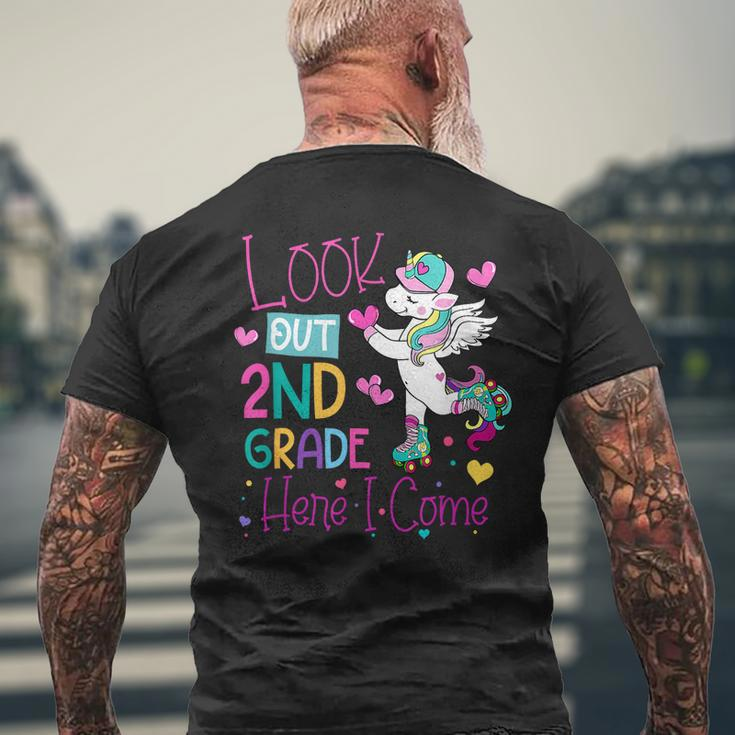 Kids Look Out 2Nd Grade Grade Here I Come Unicorn Mens Back Print T-shirt Gifts for Old Men