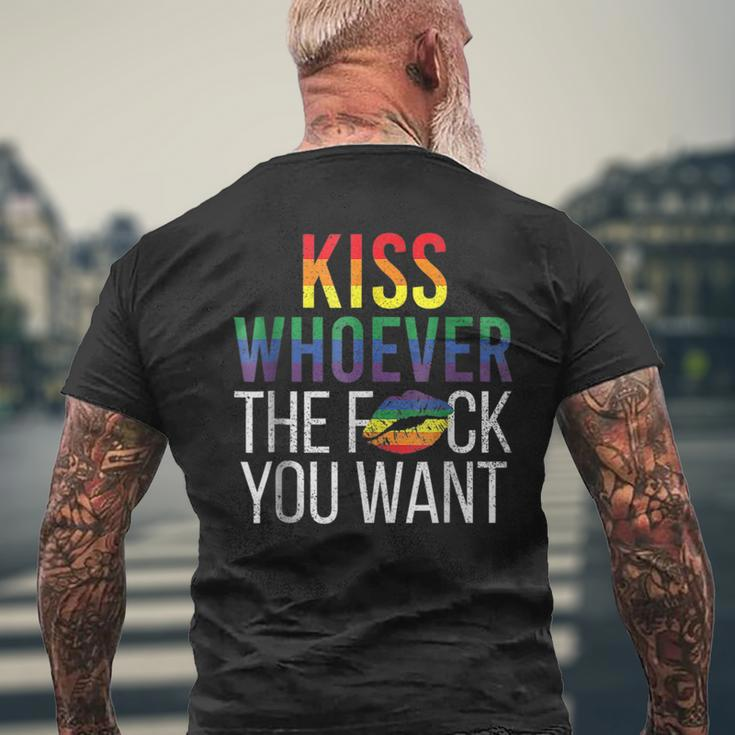 Kiss Whoever The F Fuck You Want Gay Lesbian Lgbt Mens Back Print T-shirt Gifts for Old Men