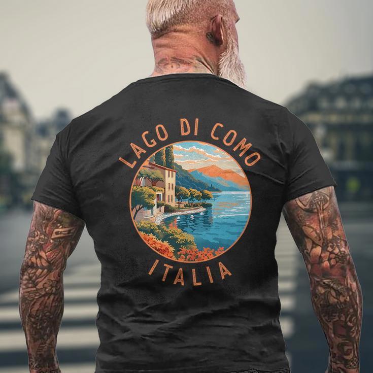 Lago Di Como Italia Distressed Circle Vintage Mens Back Print T-shirt Gifts for Old Men