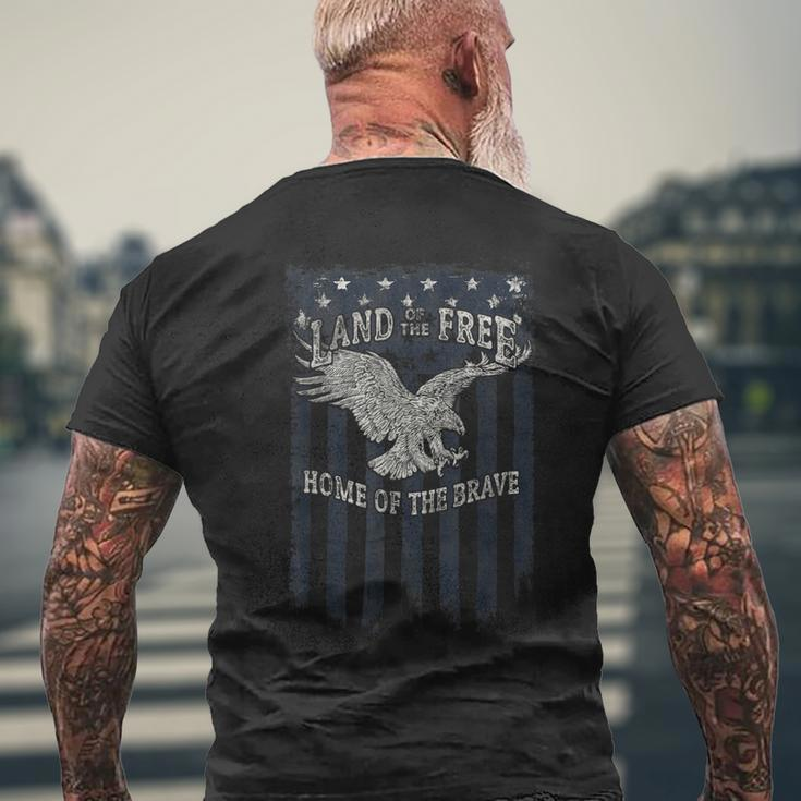 Land Of The Free Home Of The Brave Eagle Vertical Flag Men's T-shirt Back Print Gifts for Old Men