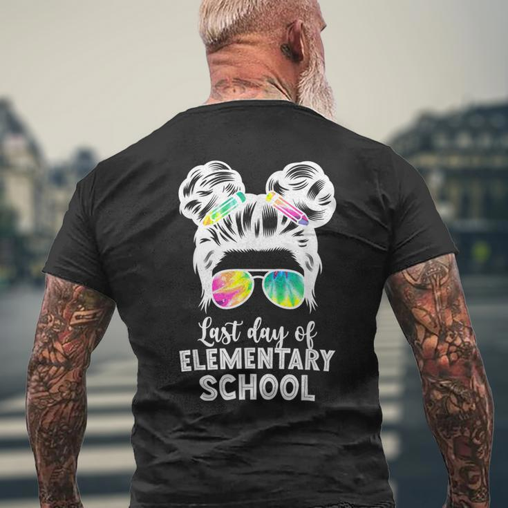 Last Day Of Elementary School Graduation Messy Buns Men's Back Print T-shirt Gifts for Old Men
