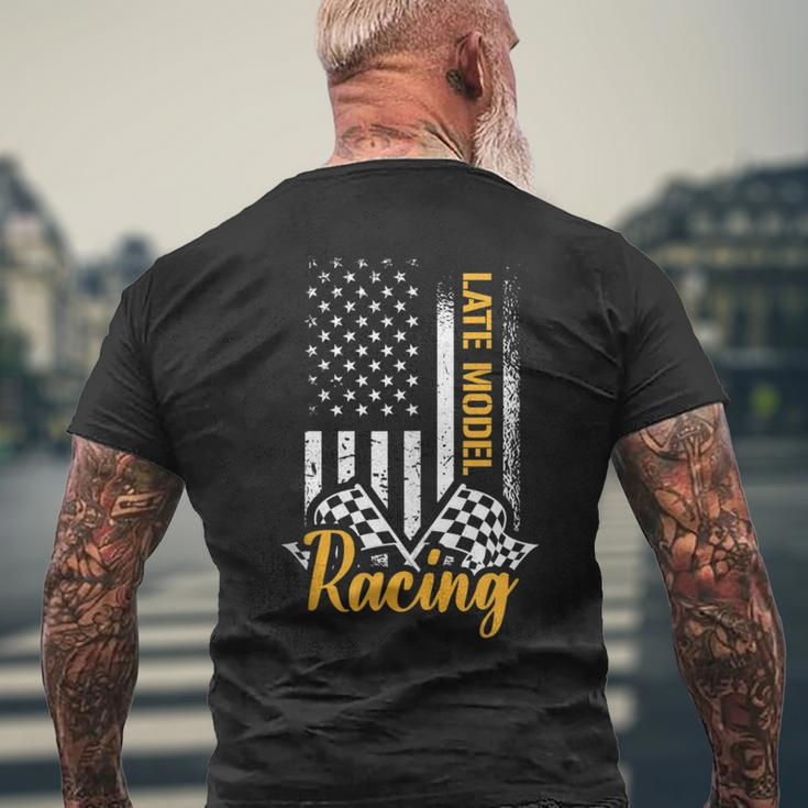 Late Model Dirt Racing Car Race American Flag Usa Model Funny Gifts Mens Back Print T-shirt Gifts for Old Men