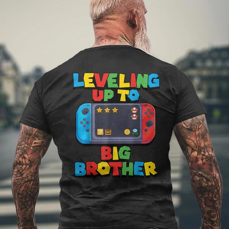 Leveling Up To Big Brother Video Game Gamer Boys Mens Back Print T-shirt Gifts for Old Men