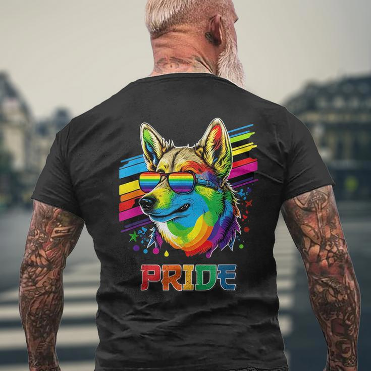 Lgbt Lesbian Gay Pride Swedish Vallhund Dog Mens Back Print T-shirt Gifts for Old Men