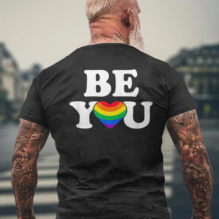 Lgbtq Be You Gay Pride Lgbt Ally Flag Retro Vintage Mens Back Print T-shirt Gifts for Old Men