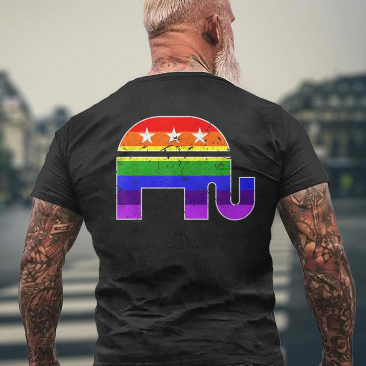Lgbtq Gay Pride Conservative Republican Capitalist Politics Mens Back Print T-shirt Gifts for Old Men