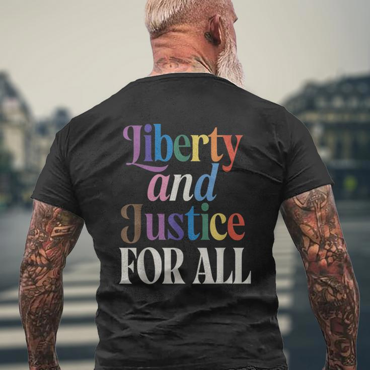 Liberty And Justice For All Gay Pride Queer Trans Rights Pride Month Funny Designs Funny Gifts Mens Back Print T-shirt Gifts for Old Men