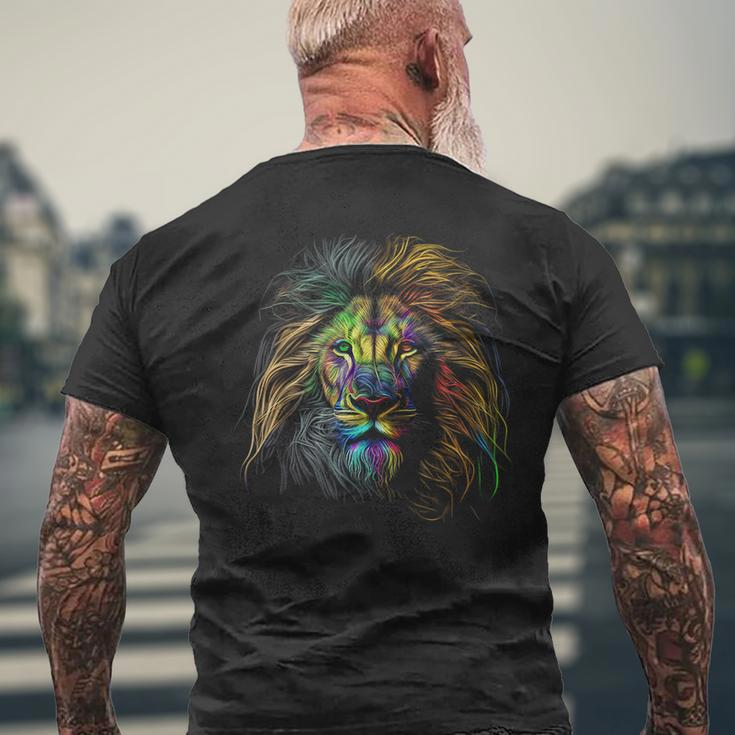 Lion Colorful Lions King Of Animals From Africa Mens Back Print T-shirt Gifts for Old Men