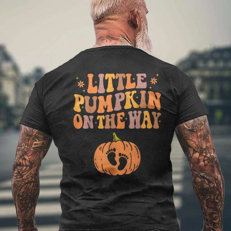 Little Pumpkin On The Way Pregnancy Announcement Halloween Men's T-shirt Back Print Gifts for Old Men