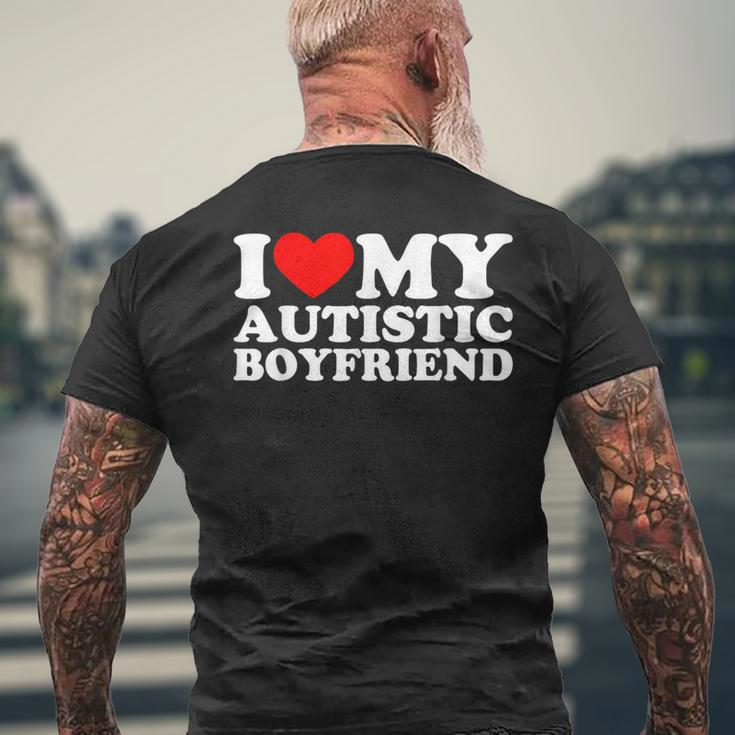 I Love My Autistic Boyfriend I Heart My Bf With Autism Men's T-shirt Back Print Gifts for Old Men