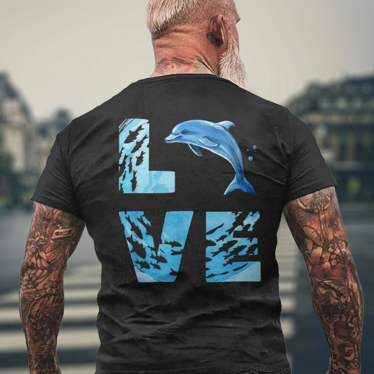 Love Bottlenose Dolphin Whale Sea Animals Marine Mammal Men's T-shirt Back Print Gifts for Old Men