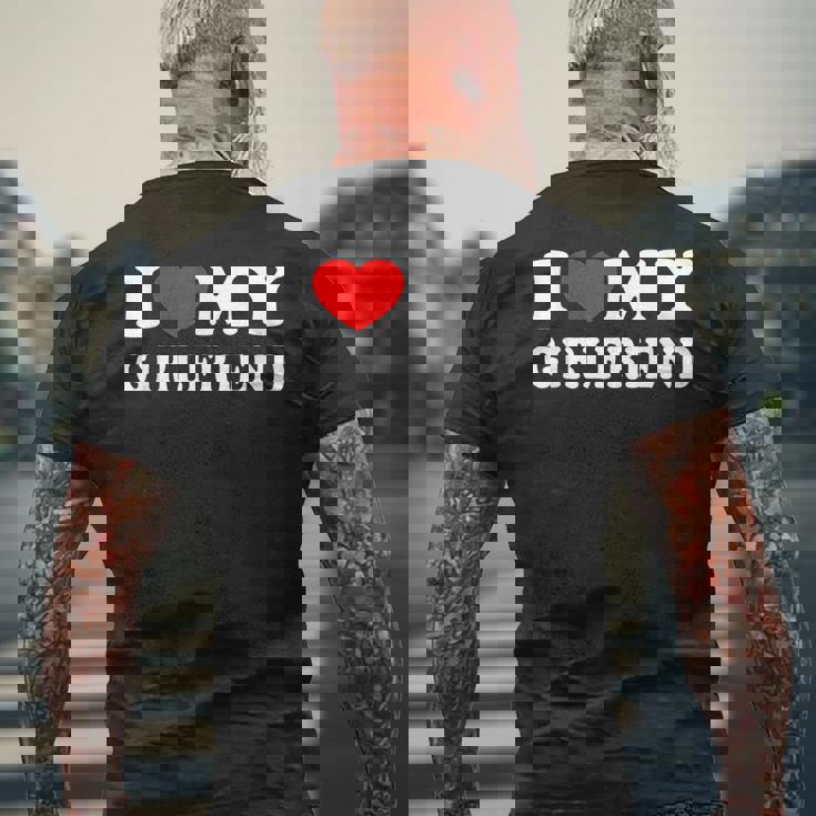 I Love My Girlfriend I Heart My Girlfriend Red Heart Men's Back Print T-shirt Gifts for Old Men