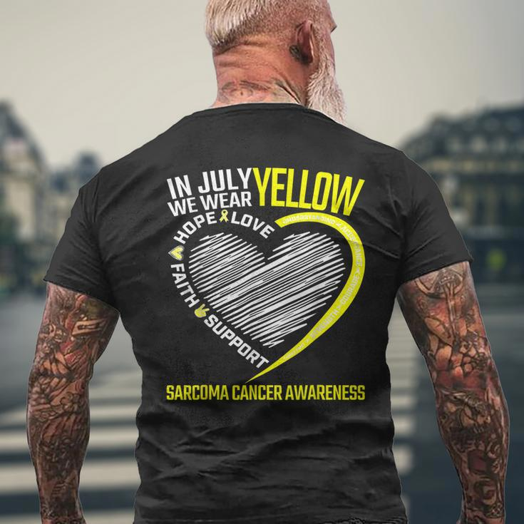 Love Hope Faith July We Wear Yellow Sarcoma Cancer Awareness Mens Back Print T-shirt Gifts for Old Men