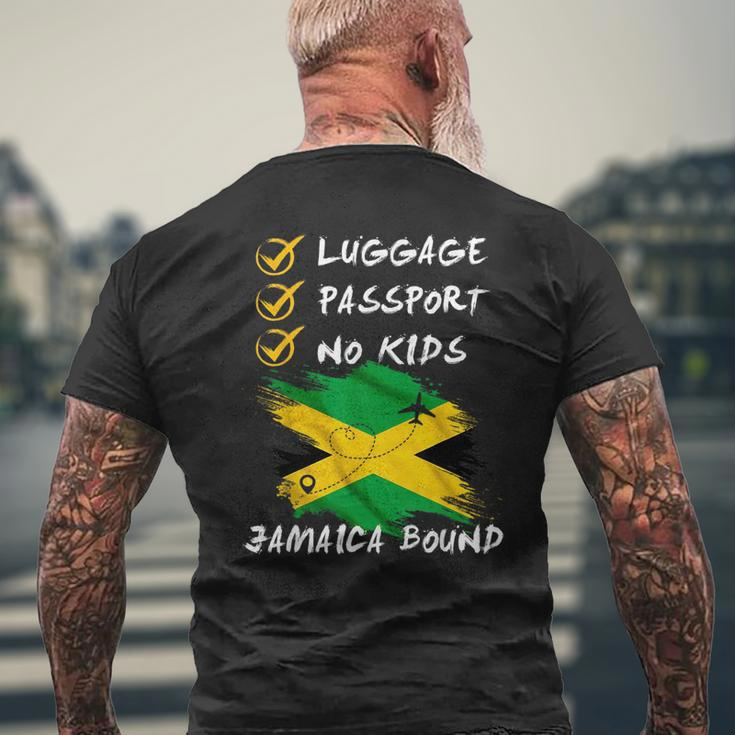Luggage Passport No Kids Jamaica Travel Vacation Outfit Mens Back Print T-shirt Gifts for Old Men