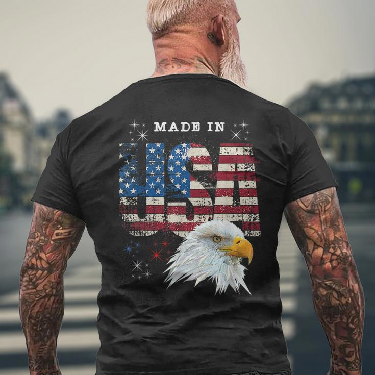 Made In Usa Patriotic American Flag Bald Eagle America Mens Back Print T-shirt Gifts for Old Men