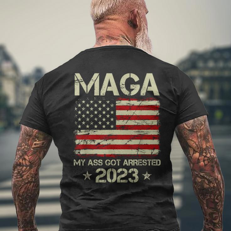 Maga My Ass Got Arrested 2023 Anti-Trump American Flag Men's T-shirt Back Print Gifts for Old Men