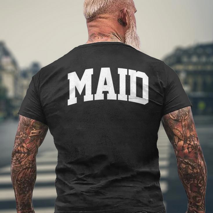 Maid Vintage Retro Job Varsity Arch Men's Back Print T-shirt | Mazezy