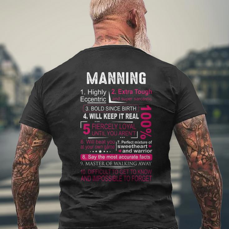 Manning Name Gift Manning V2 Mens Back Print T-shirt Gifts for Old Men