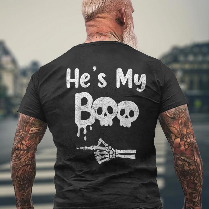 Matching Halloween Pajama Couples He's My Boo Skull Face Men's T-shirt Back Print Gifts for Old Men