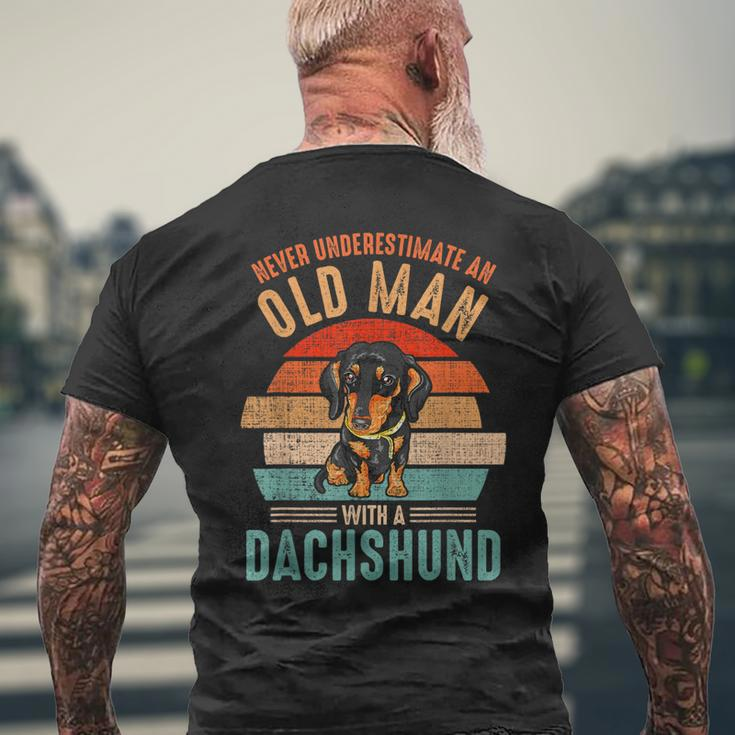 Mb Never Underestimate An Old Man With A Dachshund Men's T-shirt Back Print Gifts for Old Men
