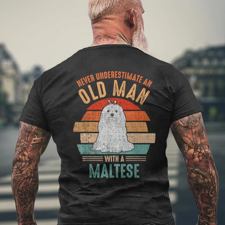 Mb Never Underestimate An Old Man With A Maltese Men's T-shirt Back Print Gifts for Old Men