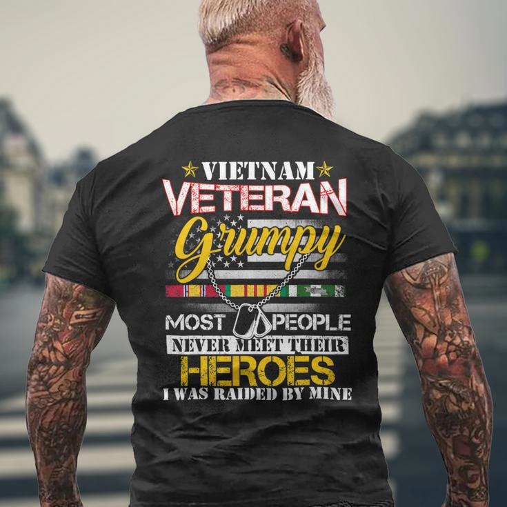 Mens Vietnam Veteran Grumpy Raised By My Hero Veteran Day 119 Mens Back Print T-shirt Gifts for Old Men