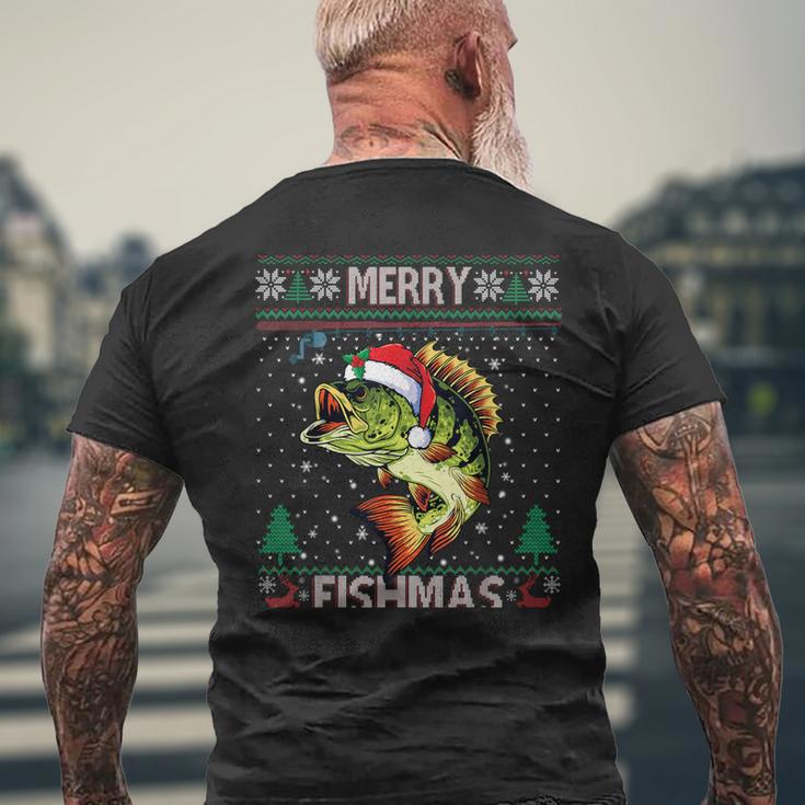 Merry Fishmas Bass Fish Fishing Christmas Ugly Sweater Xmas Back Print Long  Sleeve T-shirt